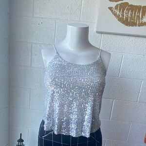 Passport Silver Sequin Cami Tank Top